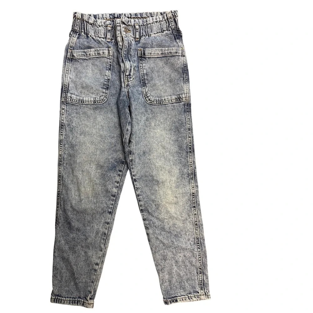 Gap Kids Girls Light Wash Acid Paperbag Waist Tapered Jeans Size 10